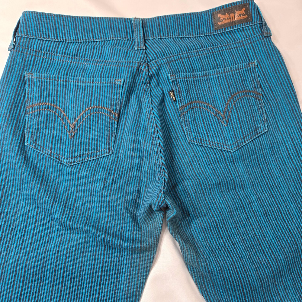 Levis Womens Size W30 L30 Color Teal/Black Striped Skinny 5 Pckt Jean Leggings - Picture 3 of 11